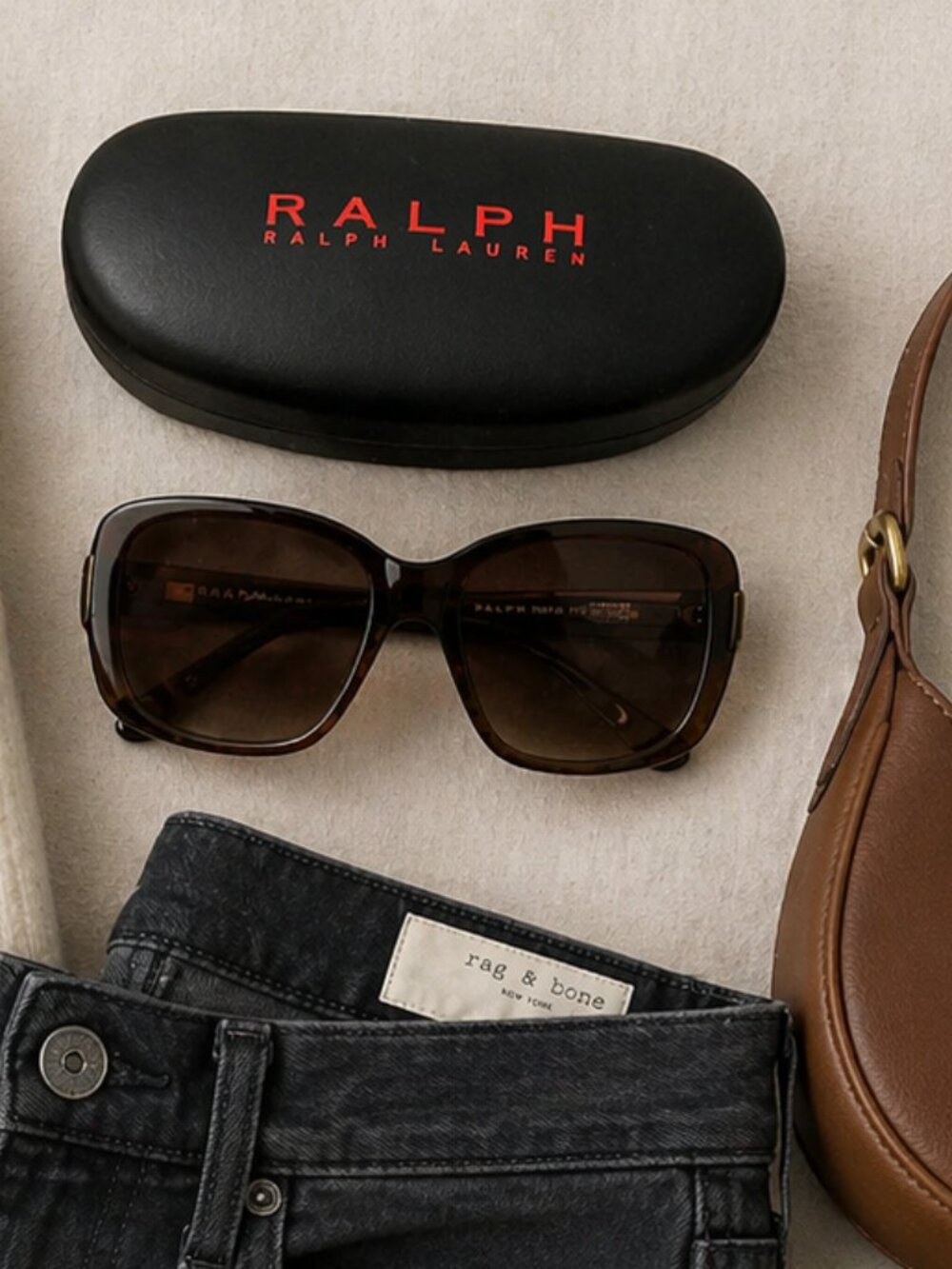 Ralph Lauren Sunglasses Brown Gradient Oversized Shield w Case